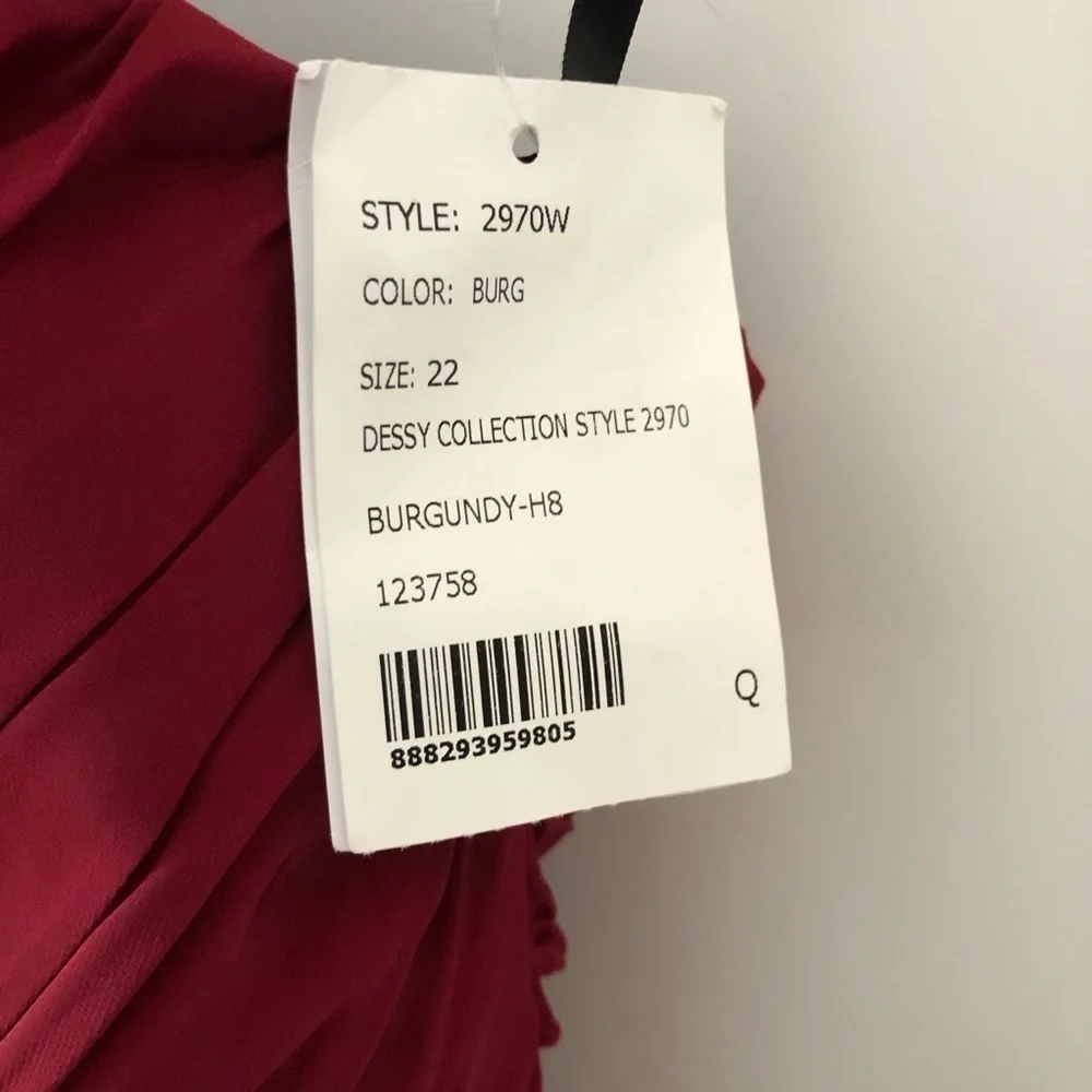 Dessy Collection Burgundy Chiffon Sweetheart Bridesmaid Gown Plus Dress 22